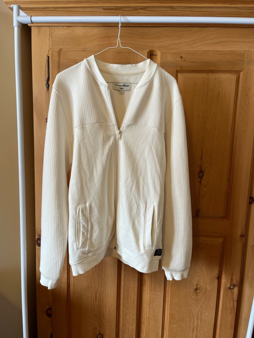 Tom Tailor Denim Cream Zip-Up Bomber Jacket men’s medium